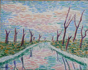 Nino Springolo, Canale presso la laguna, 1913.Olio su tela, cm 51 × 64. Musei Civici di Treviso 